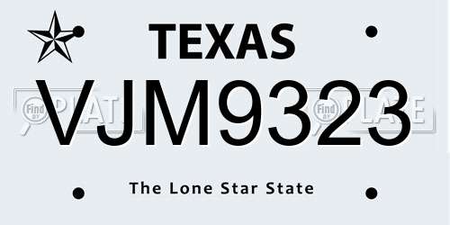 VJM9323 Texas License Plate