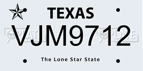 VJM9712 Texas License Plate