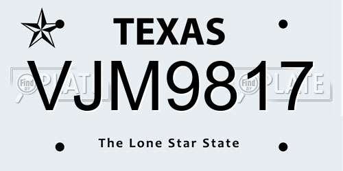 VJM9817 Texas License Plate