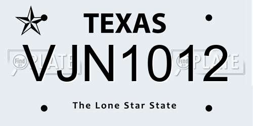 VJN1012 Texas License Plate