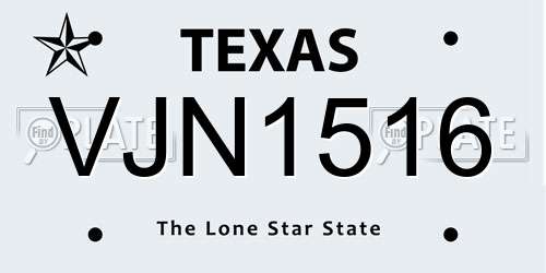 VJN1516 Texas License Plate