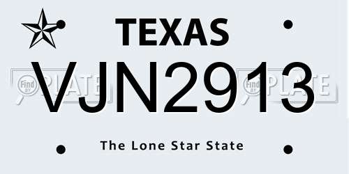 VJN2913 Texas License Plate