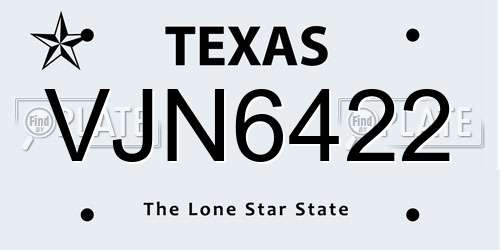 VJN6422 Texas License Plate