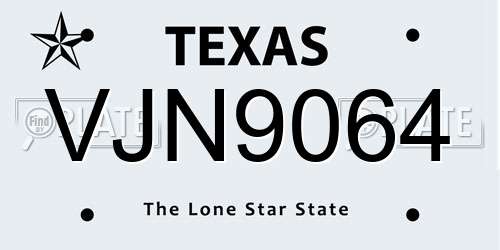 VJN9064 Texas License Plate
