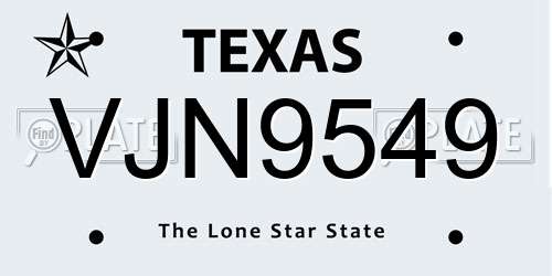 VJN9549 Texas License Plate