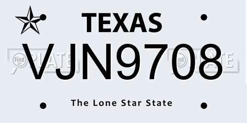 VJN9708 Texas License Plate