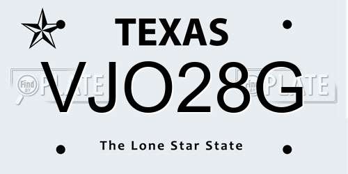 VJO28G Texas License Plate