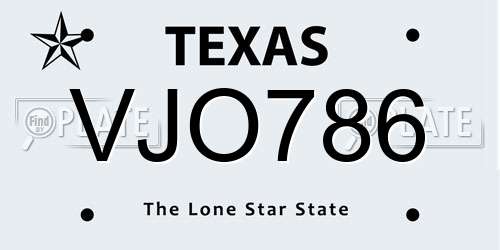 VJO786 Texas License Plate
