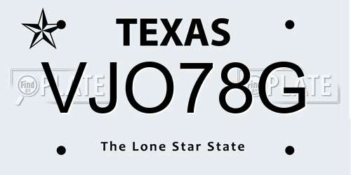 VJO78G Texas License Plate