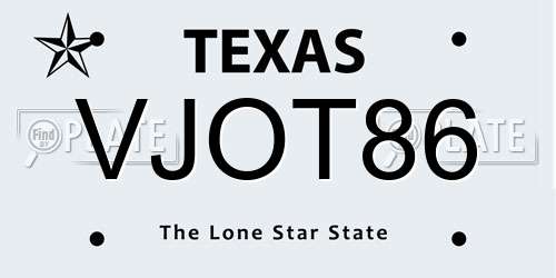 VJOT86 Texas License Plate