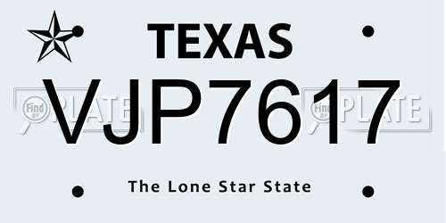 VJP7617 Texas License Plate