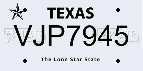VJP7945 Texas License Plate