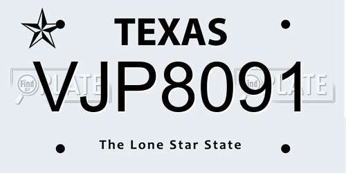 VJP8091 Texas License Plate
