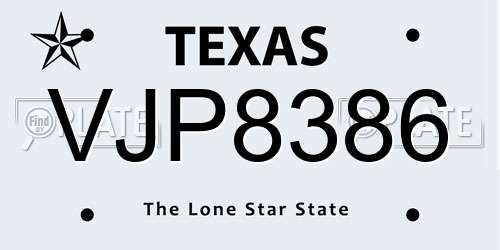 VJP8386 Texas License Plate