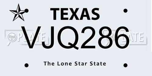 VJQ286 Texas License Plate