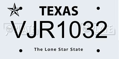 VJR1032 Texas License Plate