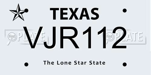 VJR112 Texas License Plate