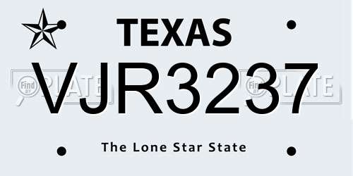 VJR3237 Texas License Plate