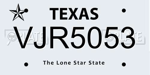 VJR5053 Texas License Plate