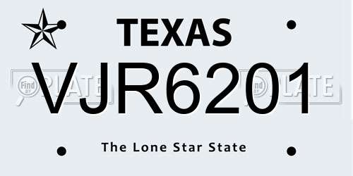 VJR6201 Texas License Plate