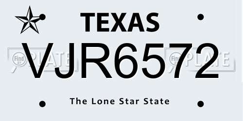 VJR6572 Texas License Plate