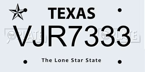 VJR7333 Texas License Plate