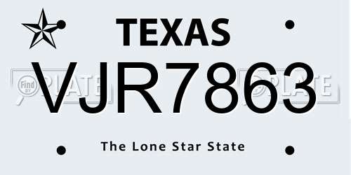 VJR7863 Texas License Plate
