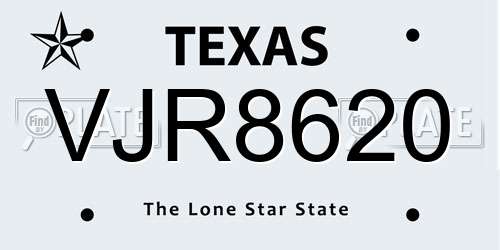 VJR8620 Texas License Plate