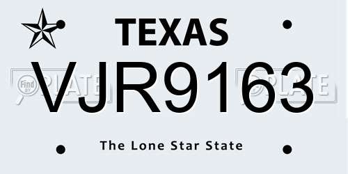 VJR9163 Texas License Plate