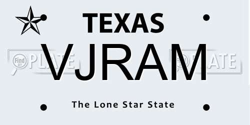 VJRAM Texas License Plate