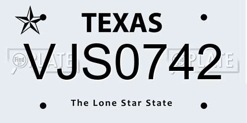 VJS0742 Texas License Plate