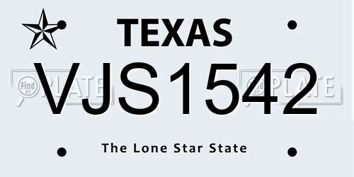 VJS1542 Texas License Plate
