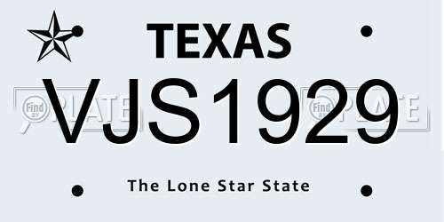 VJS1929 Texas License Plate
