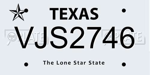VJS2746 Texas License Plate