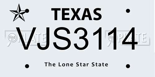VJS3114 Texas License Plate