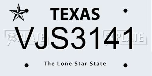 VJS3141 Texas License Plate