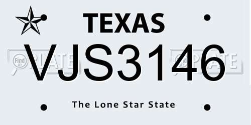 VJS3146 Texas License Plate