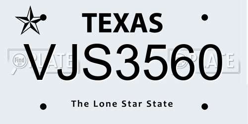 VJS3560 Texas License Plate