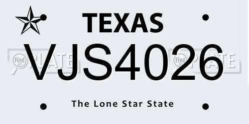 VJS4026 Texas License Plate