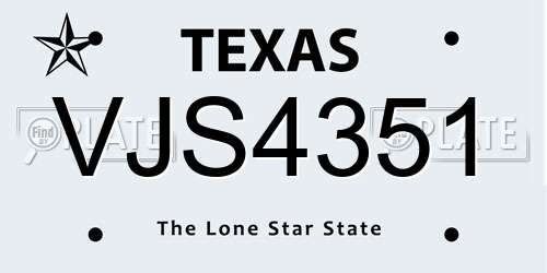 VJS4351 Texas License Plate