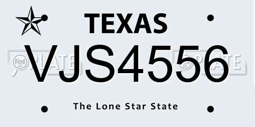 VJS4556 Texas License Plate