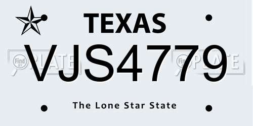 VJS4779 Texas License Plate