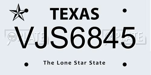 VJS6845 Texas License Plate