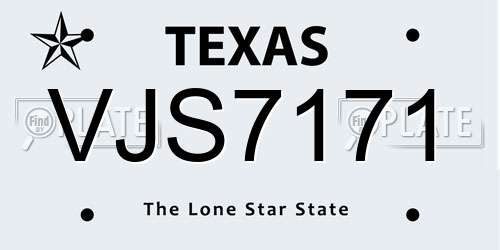 VJS7171 Texas License Plate
