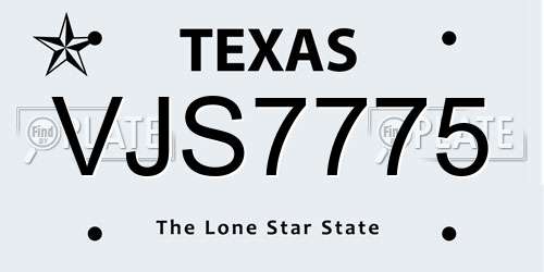 VJS7775 Texas License Plate