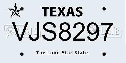 VJS8297 Texas License Plate