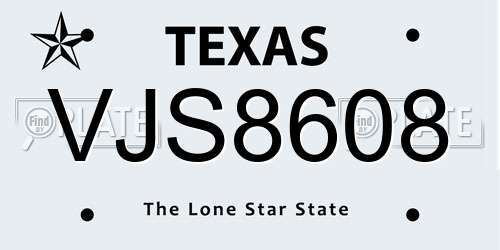 VJS8608 Texas License Plate