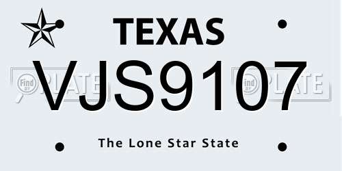 VJS9107 Texas License Plate