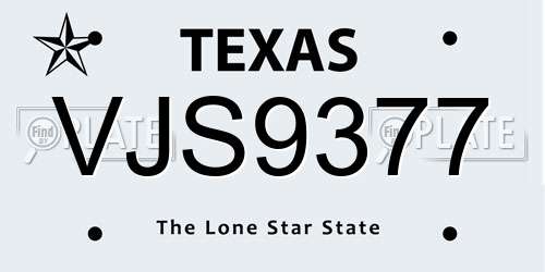 VJS9377 Texas License Plate