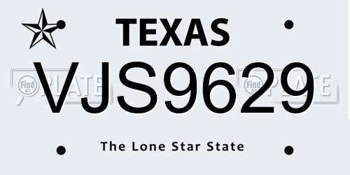 VJS9629 Texas License Plate